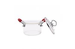 China 1.5L Clear Borosilicate Glass Soup Pot With Red Double Ears supplier