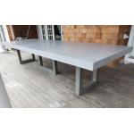 Grey Concrete Rectangle Patio Table Set Outdoor GRC Concrete Table Bench