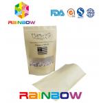 Flat Bottom Brown Customized Paper Bags / Craft Paper Bag With Zipper