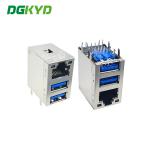 UL94V 0 USB3.0 2 Port RJ45 Network Socket Connector dual ethernet jack for sale
