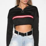 Mix Designs Womens Loose Fit Sweatshirts , Flare Sleeves Girls Crop Top Sweatshirt for sale
