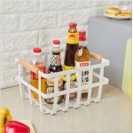 White Rectangular Wire Baskets With Handles Eco Iron Storage Basket for sale