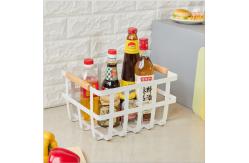 China White Rectangular Wire Baskets With Handles Eco Iron Storage Basket supplier