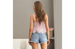 China Spaghetti Strap Crop Women Cami Top With Plush Feathers supplier