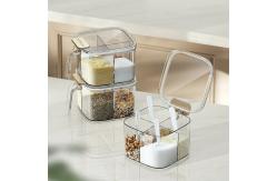 China PET Household Kitchen Salt Jar Multi Grid Function Kitchen Spice Box  With Spoon supplier
