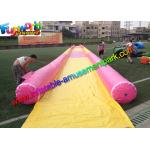 50M Single Lane Pink Inflatable Water Splash Slip Slide With Pool for sale