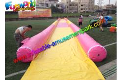 China 50M Single Lane Pink Inflatable Water Splash Slip Slide With Pool supplier
