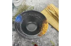 China Restaurant Plastic Ramen Melamine Soup Bowl With V Shape Galaxy Pattern supplier