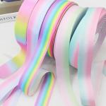Gradient Rainbow Ribbed Ribbon Heat Transfer Printing DIY Bow Headband Gift Box Packaging Auxiliary Material Ribbon for Hair Accessories for sale