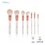 Travel Synthetic Hair 7PCS Rose Gold Cosmetic Brush Wooden Handle for sale