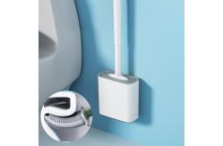 China Bendable Silicone Toilet Bowl Brush With Non Slip Plastic Handle supplier