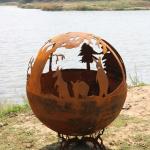garden decoratibe camping Rustic Red Corten Steel Sphere For Fire Pit Sphere for sale