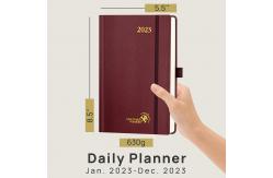 China Custom Daily Weekly Schedule Yearly Agenda A5 Hardcover Planner 2023 In Bordeaux supplier