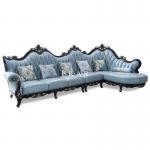 Drawing Room Luxury Leather Wooden Design L Shaped Sofa Set for sale