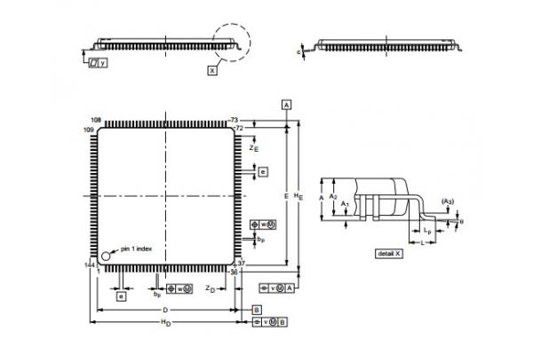16/32-bit ARM microcontrollers;   LPC2294HBD144/01  QFP Integrated Circuit Chip