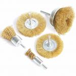 1 / 4 Inch Shank Brass Wire Wheel Brush Set Crimped For Drill for sale
