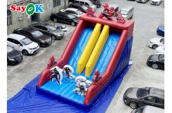 China Spiderman Cartoon Dual Lane Inflatable Water Slides supplier