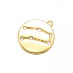 CZ Gold Plated Pendant Necklace  Rhinestone Horoscope 12 Zodiac Coin Pendant For Jewelry Making for sale