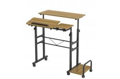 China Office Home Height Adjustable Movable Computer Table With Wheels And Host supplier