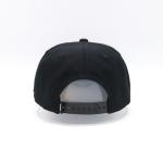 100% Cotton Flat Visor Snapback Hats Rubber Patch Black Constructed Cap