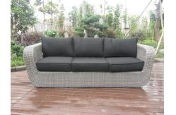 China 3 Seat Grey Outdoor Rattan Sofa With Power Coated Aluminum Frame supplier