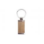 Metal Bamboo Key Chain Rectangle Custom Logo Wooden Metal Keyring for sale
