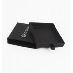 Black Rigid Jewelry Cardboard Box Sliver Hot Stamping With Paper Drawer for sale