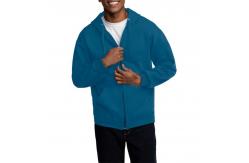 China High Quality Bule Polyester Cotton Full Zip Design Mens Hoodies Jackets with Pocket supplier