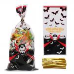 Custom Printed Cellophane Treat Bags With Twist Ties For Halloween for sale