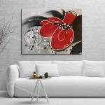 Hand-Painted Red Flowers Painting on Canvas Thick Oil Flowers Landscape Oil Painting Wall Art for Interior Home Decor for sale