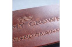 China Sustainable One Side Fold OEKO Embossed Leather Patches supplier