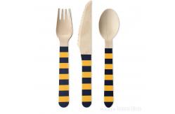 China Biodegradable Disposable Ebra Pattern Candy Strip Dyeing Wooden Cutlery For Picnics supplier