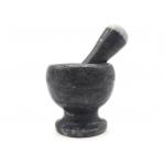 Custom Made Stone Mortar And Pestle , Stone Bowl And Grinder Black Color for sale