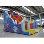 Spaceship themed inflatable high dry slide Top hot sale blue inflatable high slide