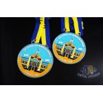 Full Soft Enamel Circle Shape Metal Award Carnival Medals With Two Ribbon Loop