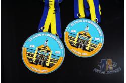 China Full Soft Enamel Circle Shape Metal Award Carnival Medals With Two Ribbon Loop supplier