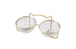 China Elevated Pet Glass Cat Bowls Double For Protecting Pet Spine supplier