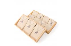 China Multiple Cells Solid Wood Pendant Storage Rack Luxury Necklace Display Tray supplier