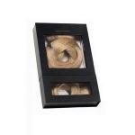 Custom made matt black paper gift two clear window packaging box for hair extension package for sale