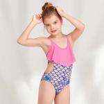One Piece Girls Swim Wear Bikini Colorful Fish Scales Printed Girls Summer Swimsuit for sale