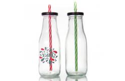 China 200ml 500ml Refillable Glass Milk Bottles Jars In Bulk For Strawberry Milk supplier