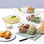 Leak Proof 1000ml 0.8mm Borosilicate Glass Food Container