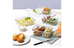 China Leak Proof 1000ml 0.8mm Borosilicate Glass Food Container supplier