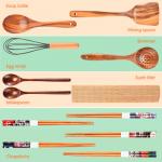 Safe Acacia Wooden Kitchen Utensil Set Spoon Nonstick Hard Dish Washer for sale