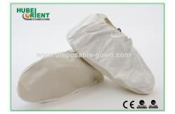 China White Slip Resistant Tyvek Disposable Shoe Covers Booties With PVC Sole 43gsm supplier
