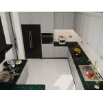 Timeless Stainless Steel Kitchen Cabinet With Dark Green Quartz Countertop And Raised Panel Doors for sale