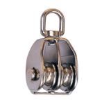50mm Polished Rope Rigging Hardware Double Wheels Swivel Eye Pulley Block for sale