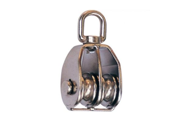 50mm Polished Rope Rigging Hardware Double Wheels Swivel Eye Pulley Block