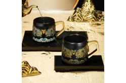 China Color Changing Ceramic Coffee Mug with Gold Handle supplier