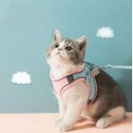 ABS Adjustable Cat Harness Reflective Pet Vest Pink Comfort for sale